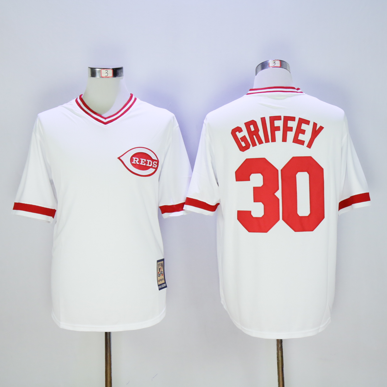 Men MLB Cincinnati Reds 30 Griffey white game jerseys